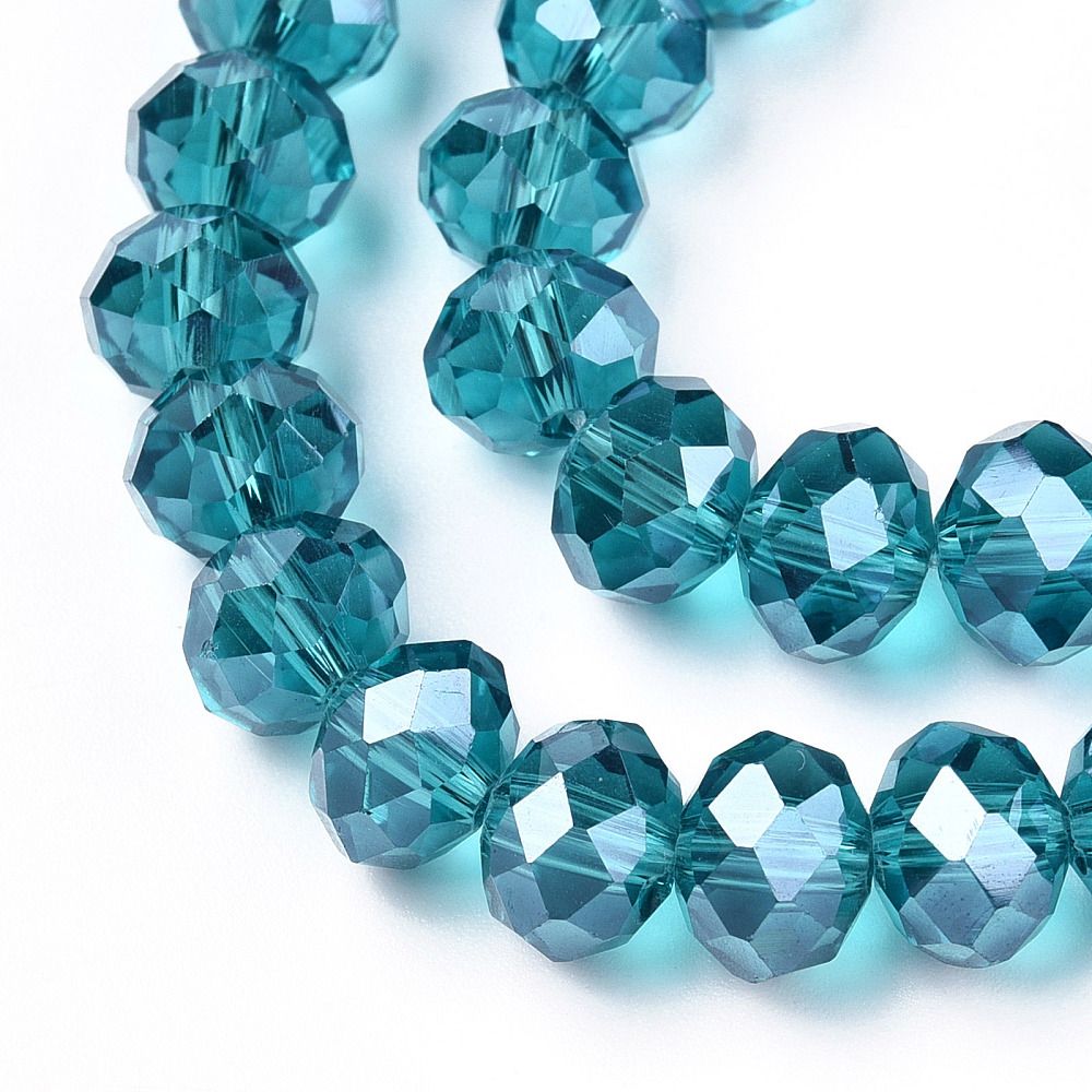 Electroplate Glass Beads Strands, AB Color Plated, Faceted, Rondelle, 3.5~3.8x3mm, Hole: 0.4mm, about 105~110pcs/strand, 29~31cm