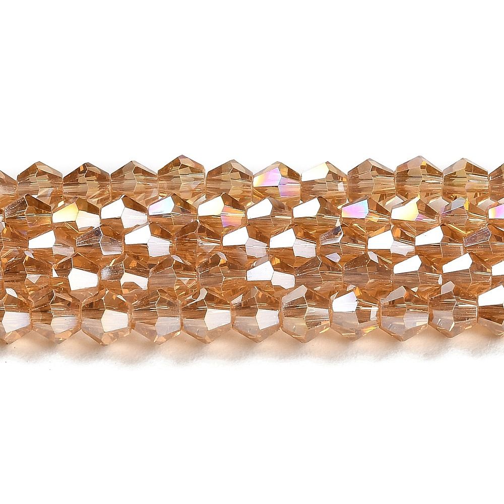 Transparent Electroplate Glass Beads Strands, Faceted, Bicone,2.9~3.3x2.5mm, Hole: 0.7mm, about 135~140pcs/strand, 38~40cm