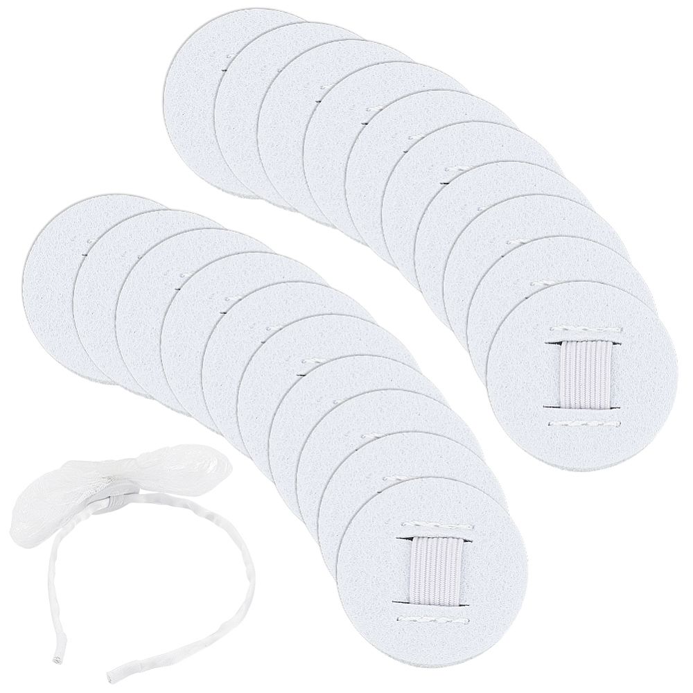 Felt Hair Band Pads, Elastic Pads, Flat Round, White, 35x4mm/ 5pcs