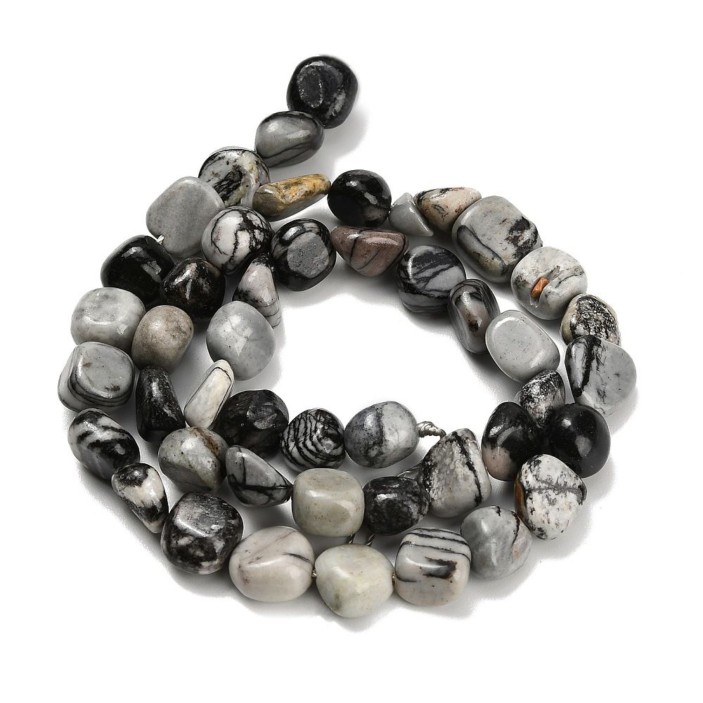Natural Picasso Jasper Beads Strands, Nuggets, Tumbled Stone, 8~10x8~10x4.5~6.5mm, Hole: 0.8~0.9mm, about 48~50pcs/strand, 15.67''~16.18''(39.8~41.1cm)