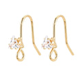 4pcs/Brass Pave Clear Cubic Zirconia Earring Hooks, Nickel Free, Flat Round, with Loop, Real 18K Gold Plated/ 15x3.5mm (Copy)
