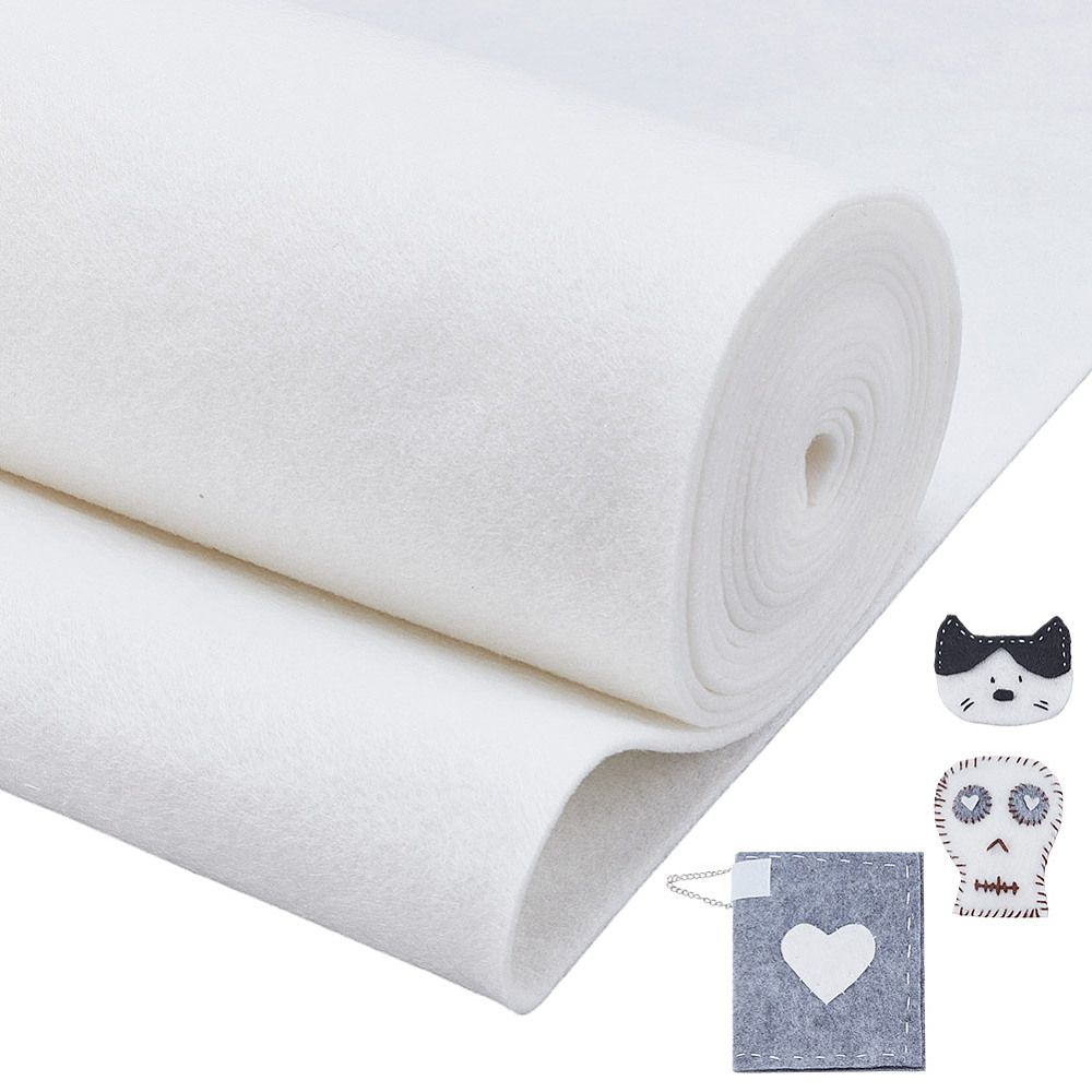 Felt Fabric, DIY Crafts, Rectangle, White, 30cmx1m