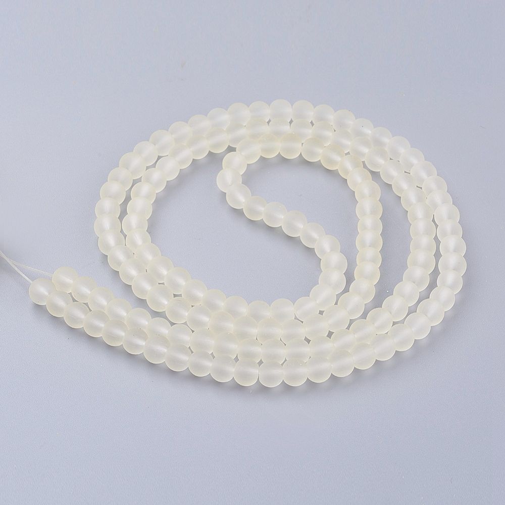 Baking Painted Transparent Glass Bead Strands, Frosted, Round, 6mm, Hole: 1.3~1.6mm, about 140pcs/strand