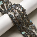 Natural Labradorite Beads Strands, Nuggets, 6~10x7~11x3~5mm, Hole: 0.5mm, about 48~56pcs/strand, 16.14''(41cm)