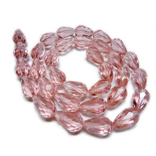 Glass Beads Strands, Faceted, Drop, Dark Orange, 12x8mm, Hole: 1mm, about 56~58pcs/strand, 25~27 inch