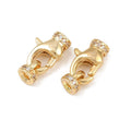 1pcs/Brass Micro Pave Clear Cubic Zirconia Cord Ends, with Lobster Claw Clasps, Real 18K Gold Plated/ 16,5mm