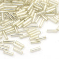 Transparent Colours Pearl Luster Plated Round Hole Glass Bugle Beads, White