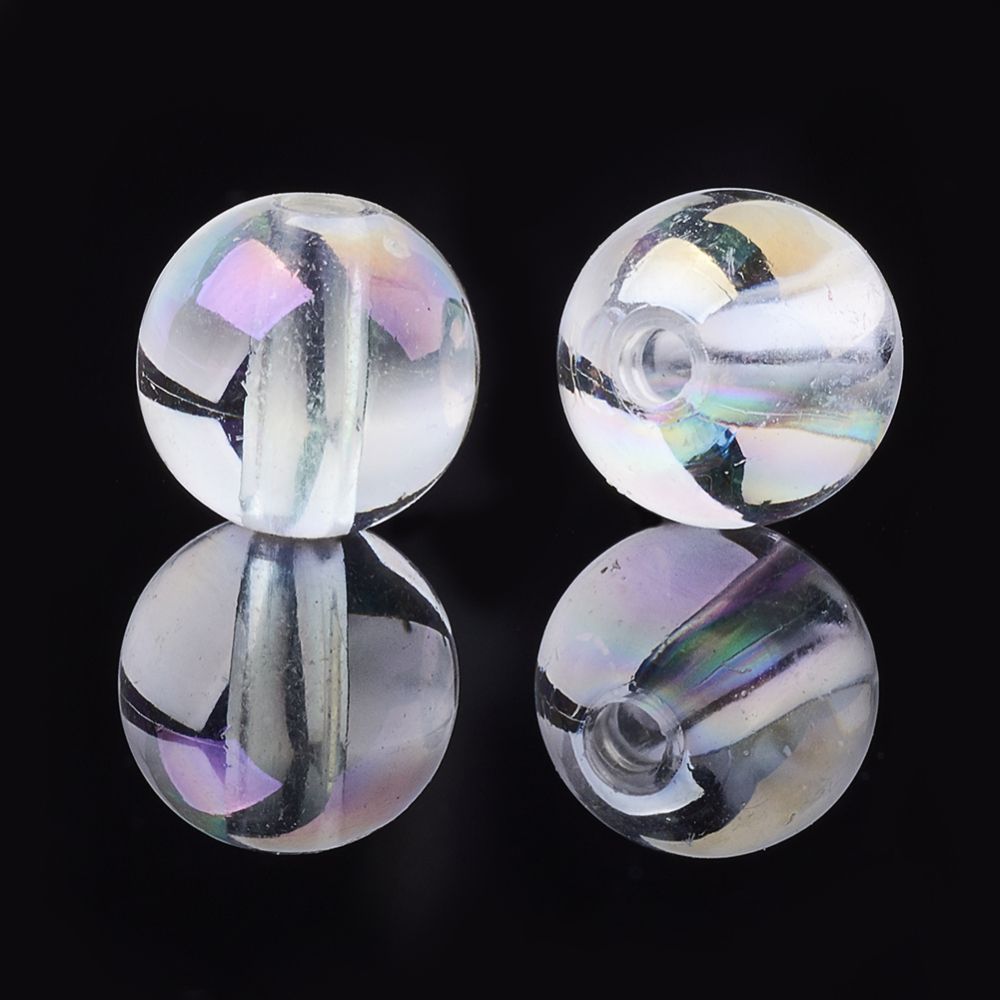 Transparent Acrylic Beads, AB Color/10mm