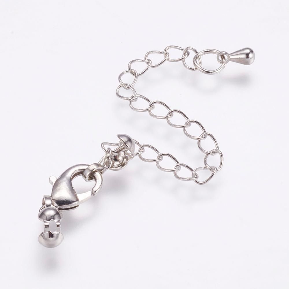 2pcs/Long-Lasting Plated Brass Chain Extender, with Lobster Claw Clasps and Chain Extender Drop/2pcs