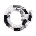 Electroplate Glass Beads Strands, Bamboo, Black, 7.5~8x4~4.5mm, Hole: 0.8~0.9mm, about 23pcs/strand, 7.09 inch(18cm)