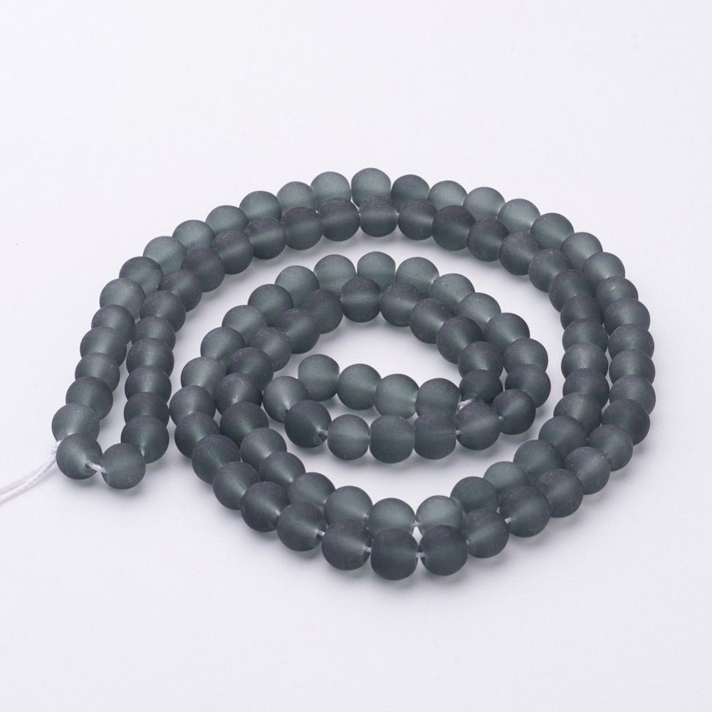 Baking Paint Transparent Glass Bead Strands, Frosted, Round, 8mm, Hole: 1~1.6mm, about 99pcs/strand