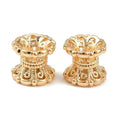 2pcs/Brass Double Bead Caps, Flower, Real 18K Gold Plated/6x5.5mm