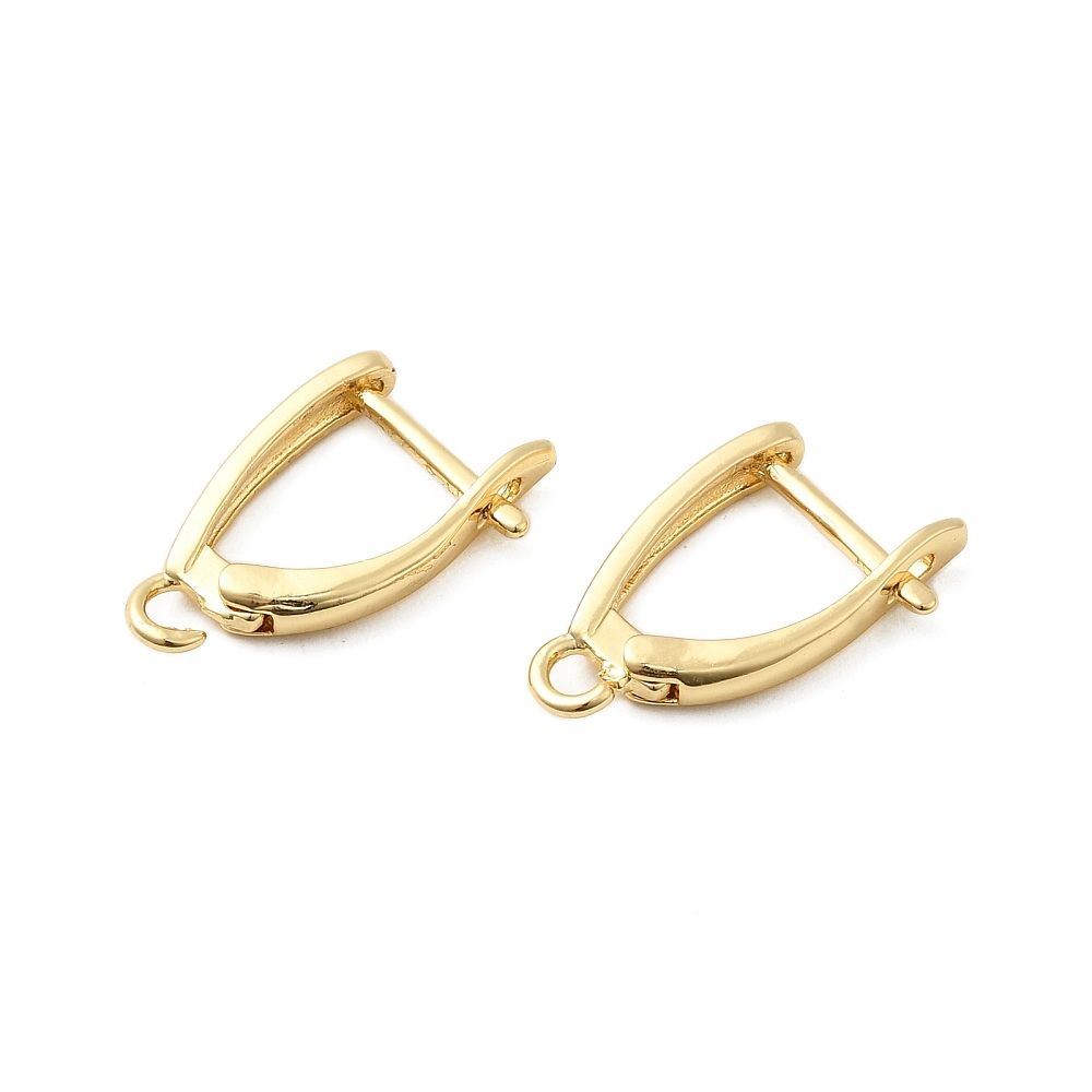 Brass Hoop Earring Findings, with Loop, Real 18K Gold Plated/16.5x11x3mm