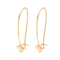 Brass Ear Hooks, with Loop, Flat Round, Nickel Free, Oval, Real 18K Gold Plated/34x6x16mm