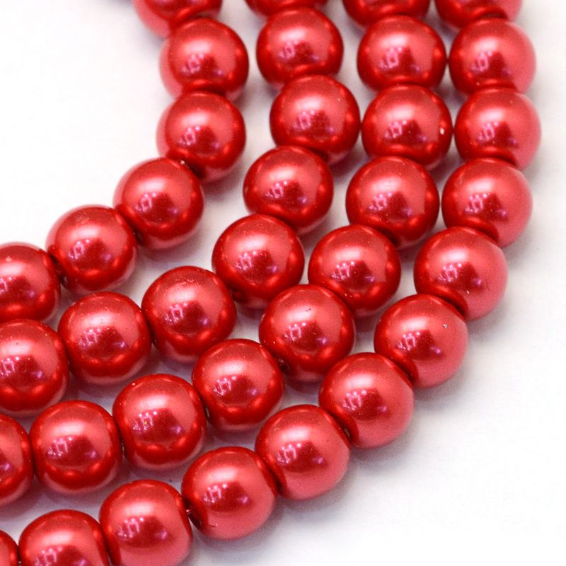Baking Painted Pearlized Glass Pearl Round Bead Strands, 6~7mm, Hole: 1mm, about 135~140pcs/strand