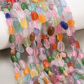 Cat Eye Beads Strands, Nuggets, Mixed Color, 6~12x5~7x3.5~4.5mm, Hole: 0.7~0.8mm, about 21~24pcs/strand, 7.87''~8.39''(20~21.3cm)