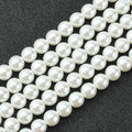 Glass Pearl Beads, Pearlized, Round, Old Lace, 10mm, Hole: 0.7~1.1mm, about 40pcs/Strand, 16''(40.64cm)