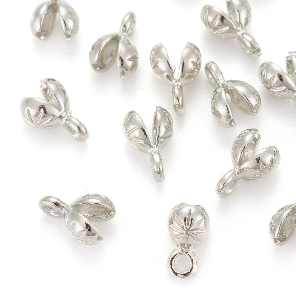 10pcs/Brass Bead Tips, Calotte Ends, Clamshell Knot Cover /8.5x4x4.5mm