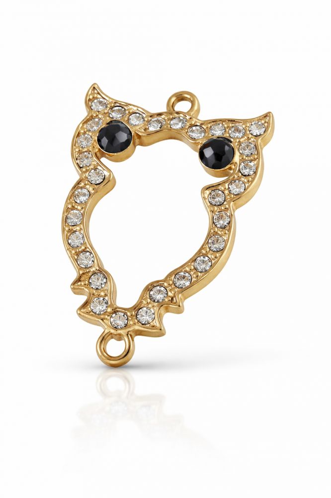 Metal connecting part, owl/25x35mm
