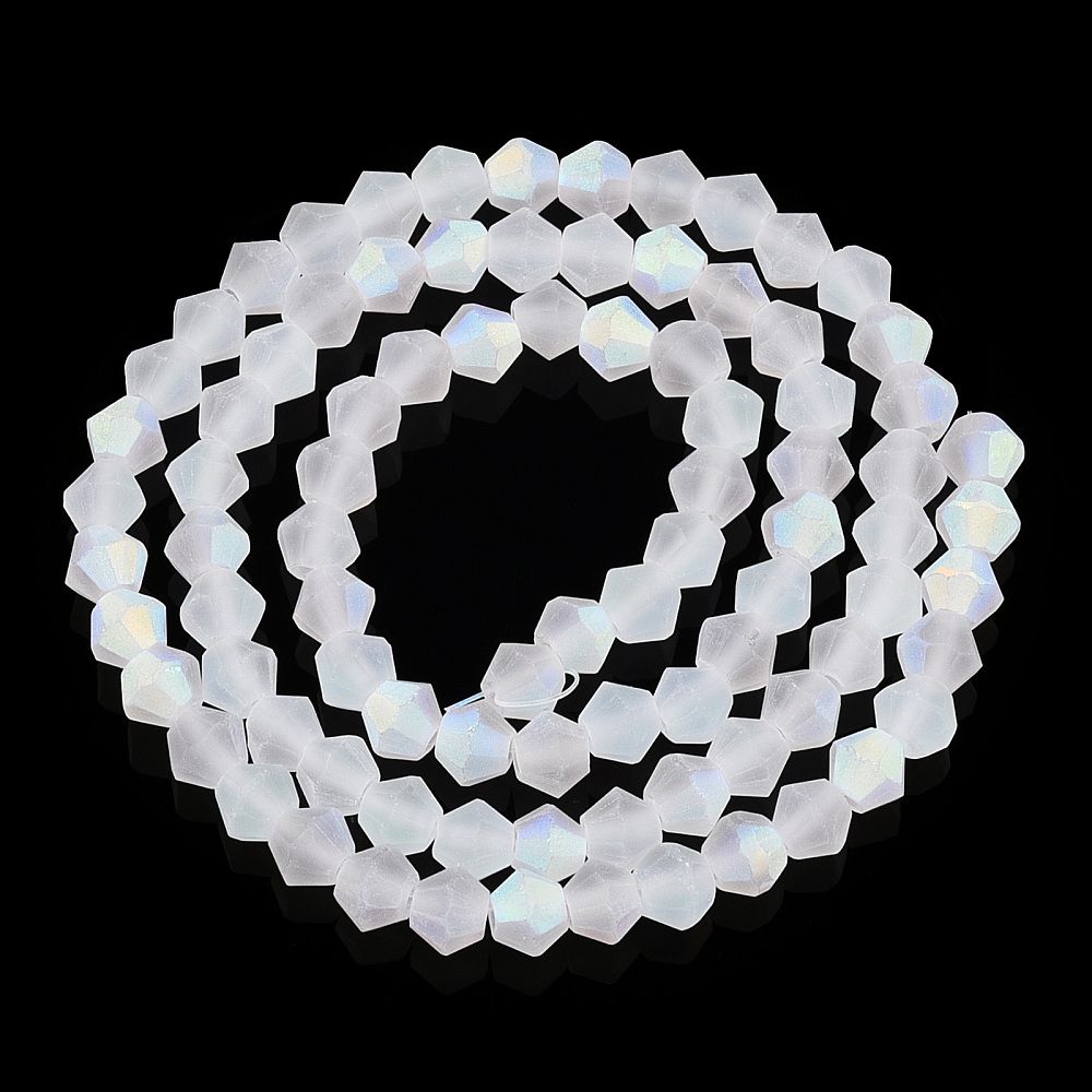 Imitate Austrian Crystal Bicone Frosted Glass Beads Strands, Grade AA, Faceted, Colorful, 3.5~3.8x3mm, Hole: 0.8mm, about about 107~110pcs/strand, 32.5~34cm