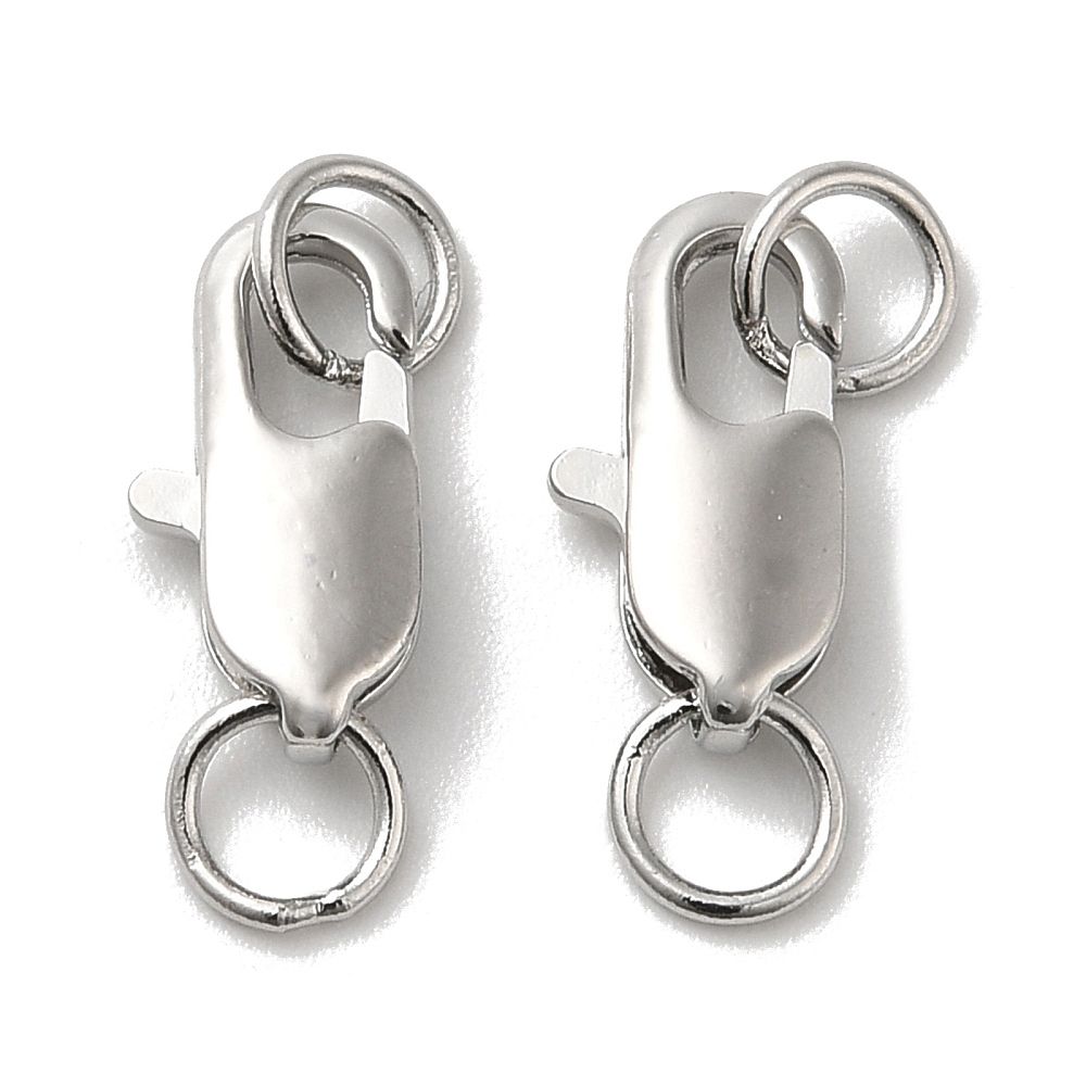 2 pcs/Brass Lobster Claw Clasps, with Jump Rings/12x6x2.5mm