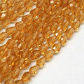 Glass Beads Strands, Faceted, Drop, Dark Orange, 12x8mm, Hole: 1mm, about 56~58pcs/strand, 25~27 inch