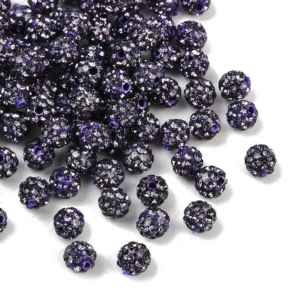 4pcs/Polymer Clay Rhinestone Beads, Pave Disco Ball Beads, Grade A, Round