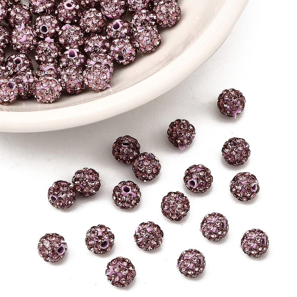 4pcs/Polymer Clay Rhinestone Beads, Pave Disco Ball Beads, Grade A, Round