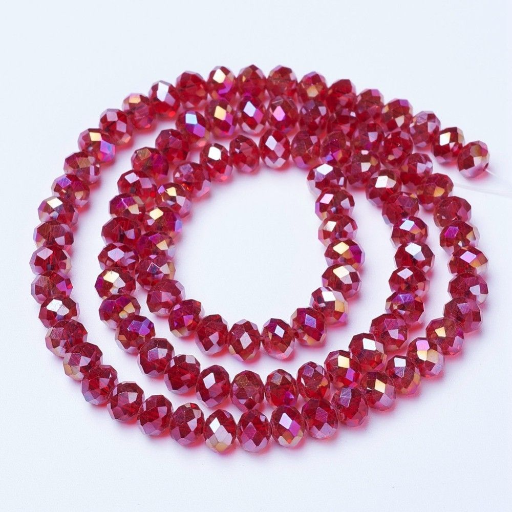 Glass Beads Strands, Faceted Abacus, Rondelle, 6x5mm, Hole: 1mm, about 80~85pcs/strand, 38~40cm