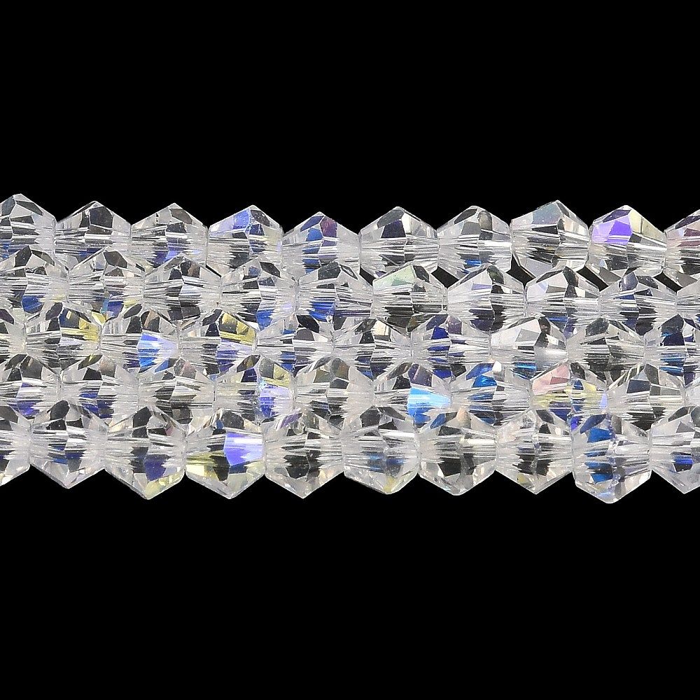 Transparent Electroplate Glass Beads Strands, Faceted, Bicone,2.9~3.3x2.5mm, Hole: 0.7mm, about 135~140pcs/strand, 38~40cm