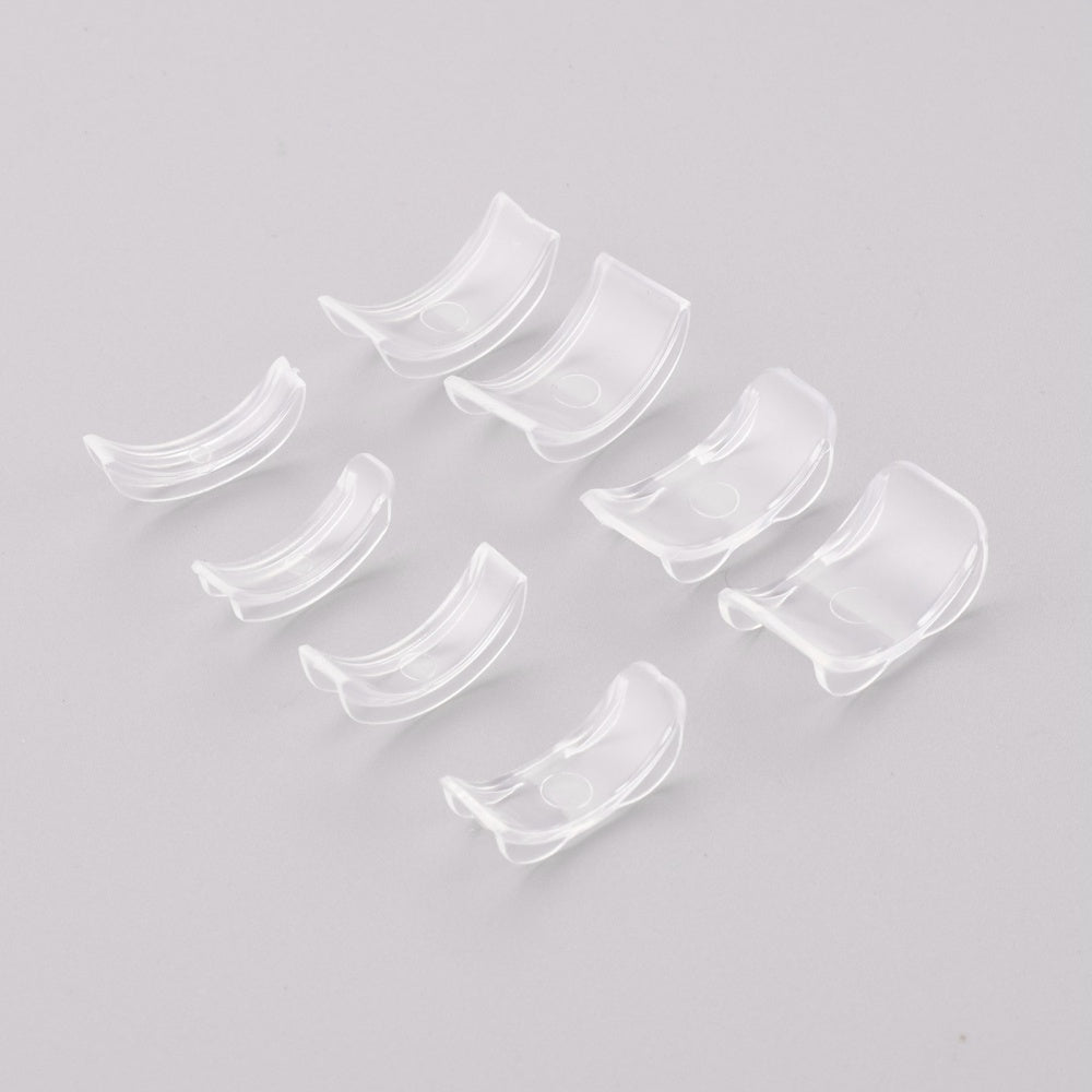 8Pcs 8 Sizes Plastic Invisible Ring Size Adjuster, Fit 1~10mm Width Rings, Clear, 18~20x4~11.5x3mm, 8pcs/set