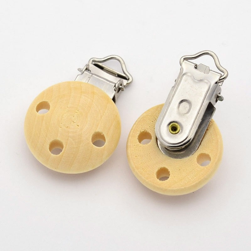 Wooden Baby Pacifier Holder Clip with Iron Clasp/1pcs