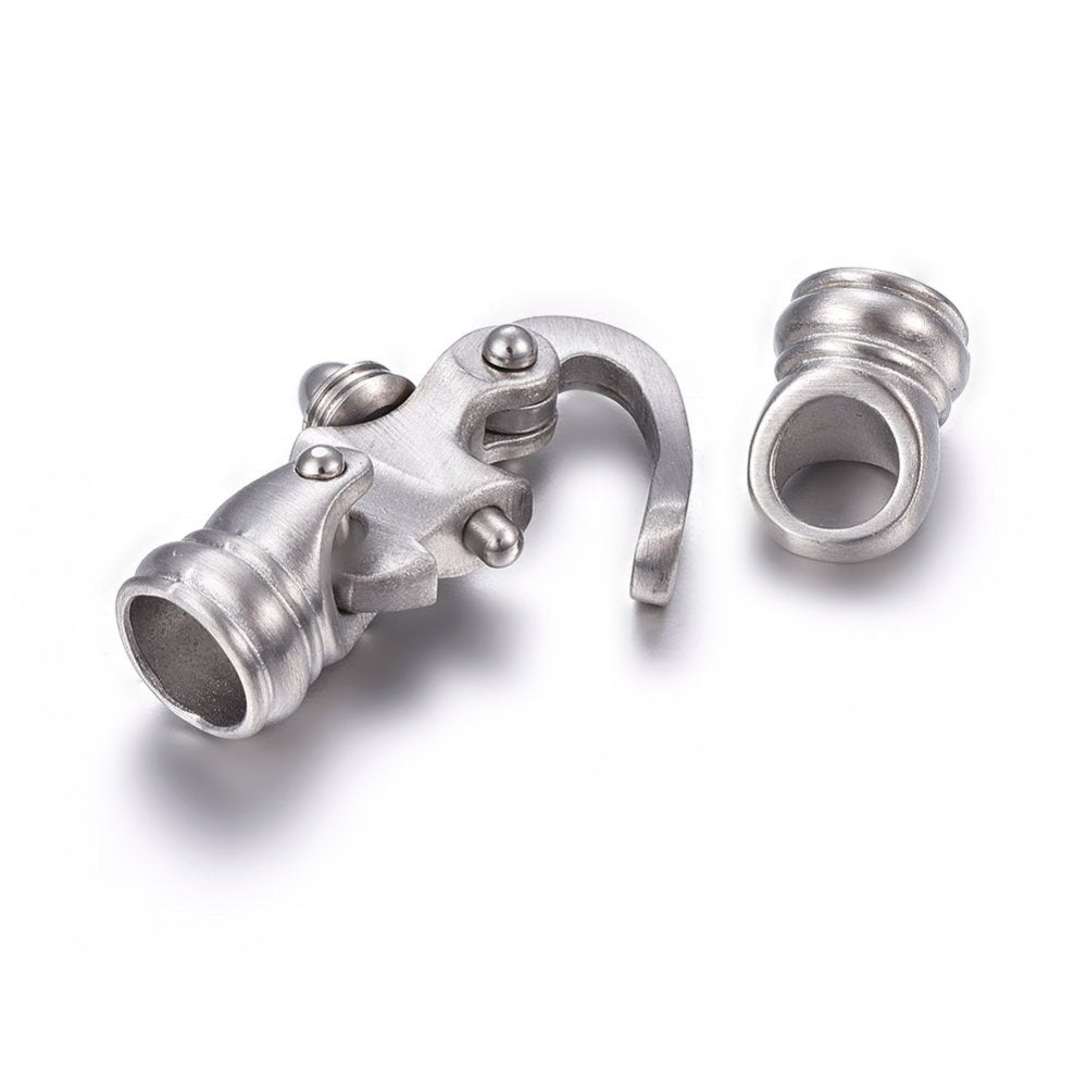 304 Stainless Steel Clasps, Frosted/36x15x9mm
