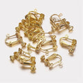 2pcs/Brass Clip-on Earring Findings, with Loop, Real 18K Gold Plated