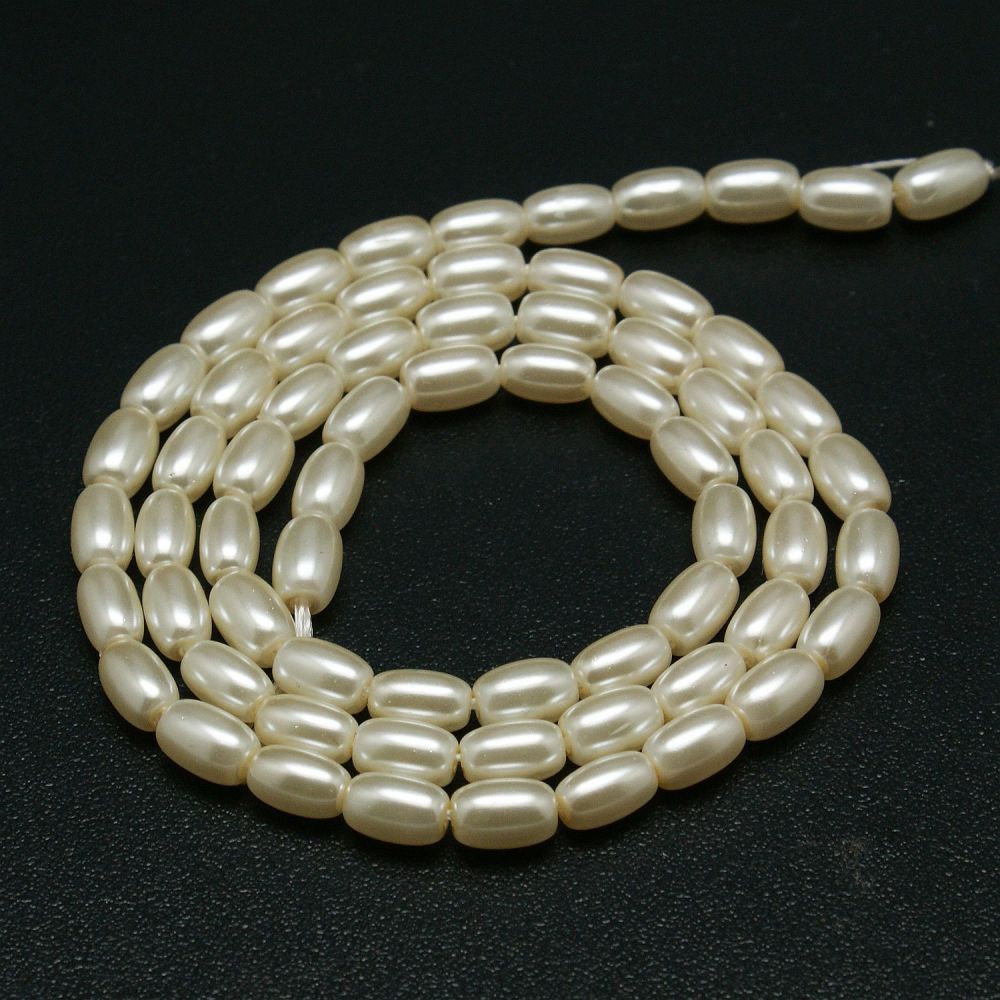 Eco-Friendly Glass Pearl Barrel Beads Strands, Grade A, Wheat, 9x6mm, Hole: 1mm, about 45pcs/strand
