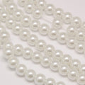 Eco-Friendly Dyed Glass Pearl Round Beads Strands, Grade A, Cotton Cord Threaded, White, 10mm, Hole: 0.7~1.1mm, about 42pcs/strand