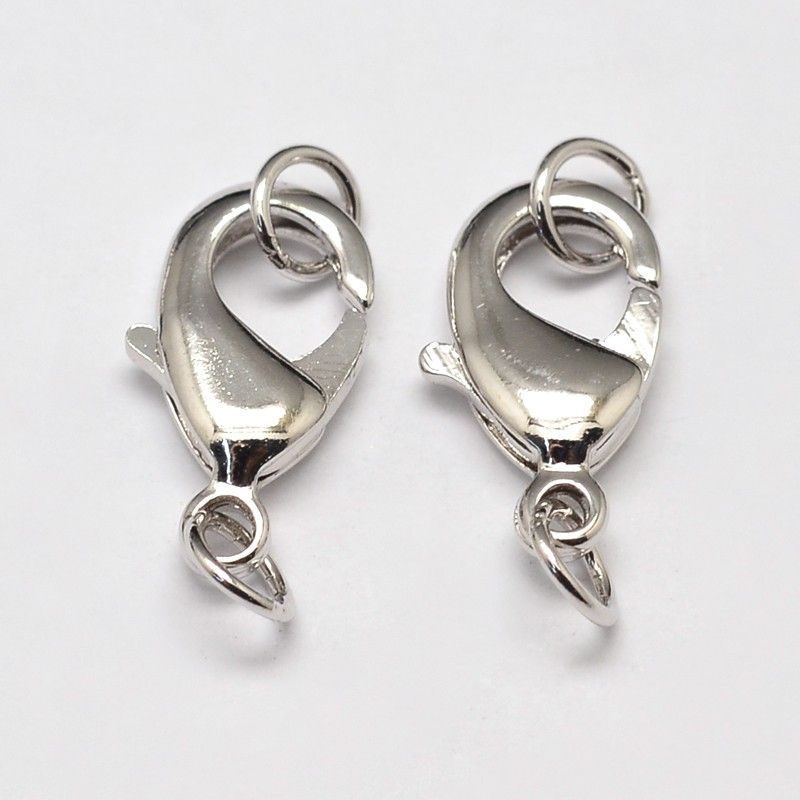 Brass Lobster Claw Clasps for Jewelry Necklace Bracelet Making, with Two Jump Rings/2pcs