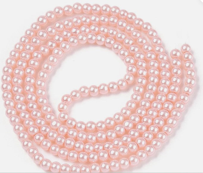Baking Paint Pearlized Glass Pearl Round Bead Strands,4~5mm, Hole: 1mm, about 200~210pcs/strand