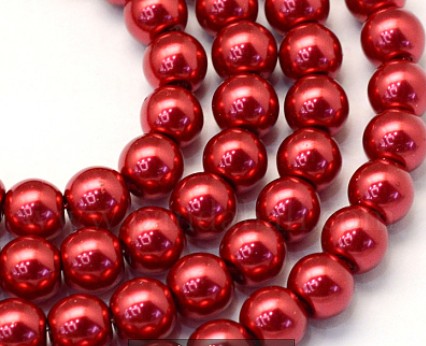 Baking Paint Pearlized Glass Pearl Round Bead Strands,4~5mm, Hole: 1mm, about 200~210pcs/strand