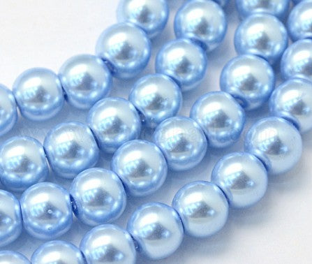 Baking Painted Pearlized Glass Pearl Round Bead Strands, White, 6~7mm, Hole: 1mm, about 135~140pcs/strand