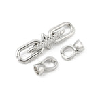 Brass Micro Pave Clear Cubic Zirconia Fold Over Clasp/50mm