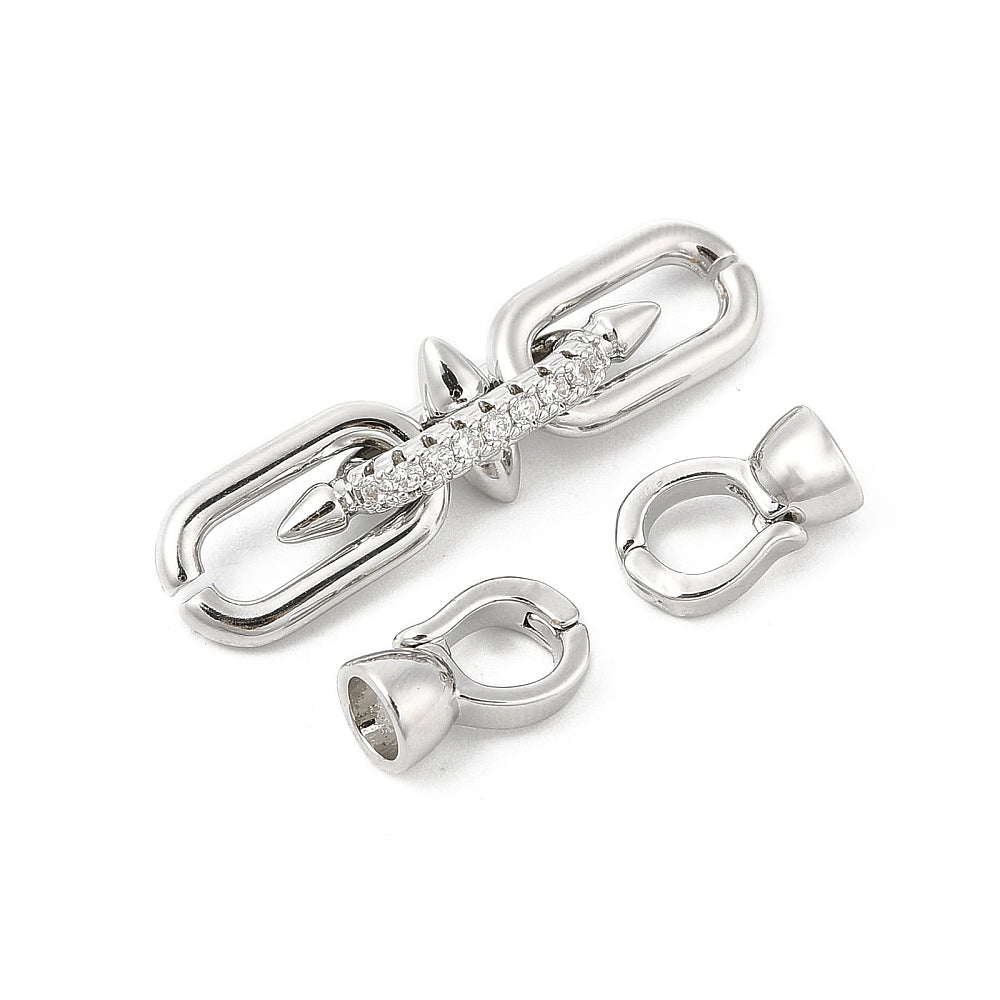 Brass Micro Pave Clear Cubic Zirconia Fold Over Clasp/50mm