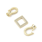 Brass Micro Pave Clear Cubic Zirconia Fold Over Clasps, Cadmium Free & Nickel Free & Lead Free, Square, Real 18K Gold Plated/25mm
