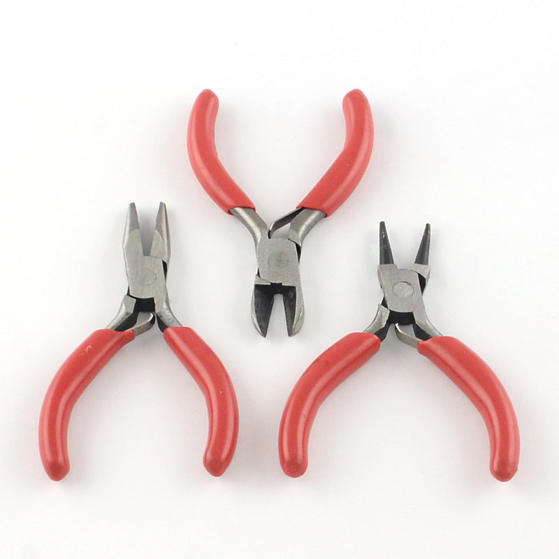 Carbon Steel Jewelry Tool Sets: Round Nose Plier, Side Cutting Plier and Long Chain Nose Plier