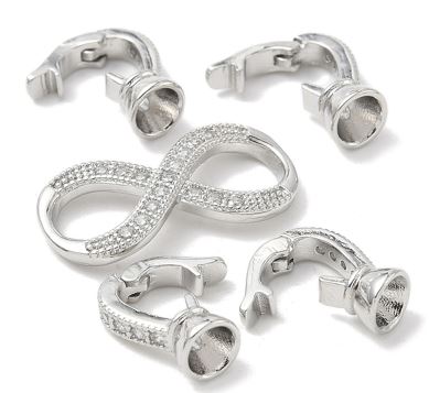 Brass Micro Pave Clear Cubic Zirconia Fold Over Clasp/36mm