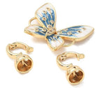 Butterfly Brass Micro Pave Clear Cubic Zirconia Fold Over Clasps, Cadmium Free & Nickel Free & Lead Free, with Enamel, Real 18K Gold Plated/45mm