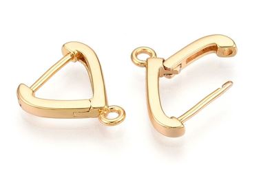2pcs/Brass Hoop Earring Finding, Lead Free & Nickel Free & Cadmium Free, Real 18K Gold Plated/14x12.5x2.5mm
