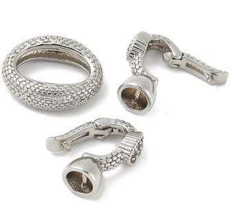 Brass Micro Pave Clear Cubic Zirconia Fold Over Clasp/30mm